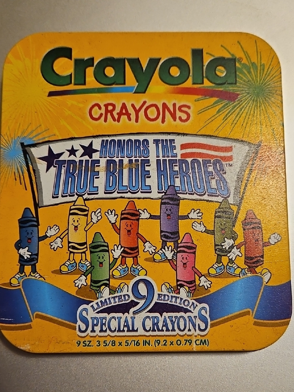 Crayola Special Crayons Tin True Blue Heroes Yellow, Case Shows Shelfwear, Pics